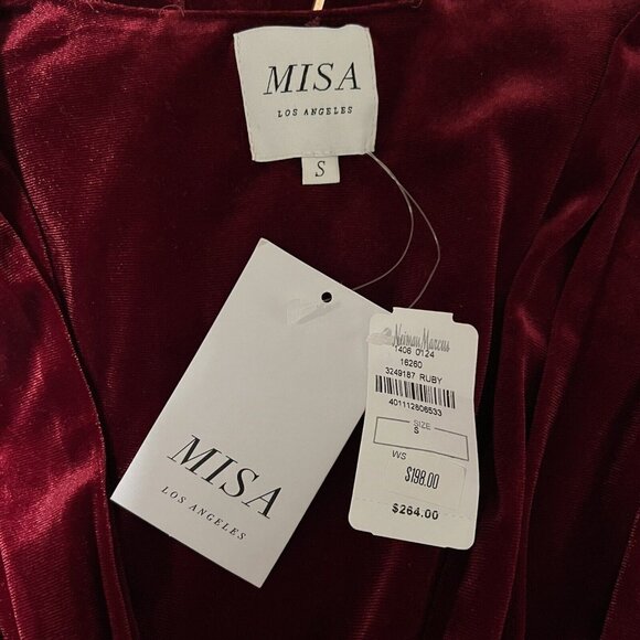 MISA Los Angeles Felt Runched Mini Dress Red Size Small Small Party Preppy - Picture 7 of 8